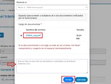 Cargar corrección de documentos