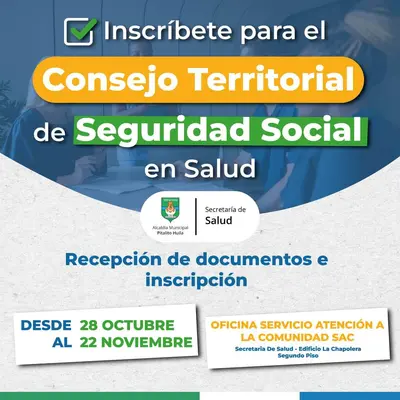 CONVOCATORIA PARA LA DESIGNACIÓN DE LOS INTEGRANTES DEL CONSEJO TERRITORIAL DE SEGURIDAD SOCIAL EN SALUD DEL MUNICIPIO DE PITALITO HUILA