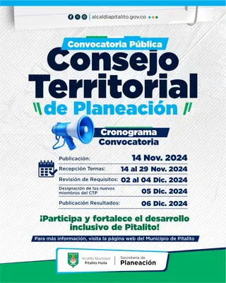 CONVOCATORIA PÚBLICA PARA LA ELECCIÓN DE NUEVOS INTEGRANTES Y OCUPACIÓN DE CARGOS VACANTES (SECTOR ECONÓMICO, SECTOR MUJERES Y SECTOR CAMPESINO) AL CONSEJO TERRITORIAL DE PLANEACIÓN (CTP)